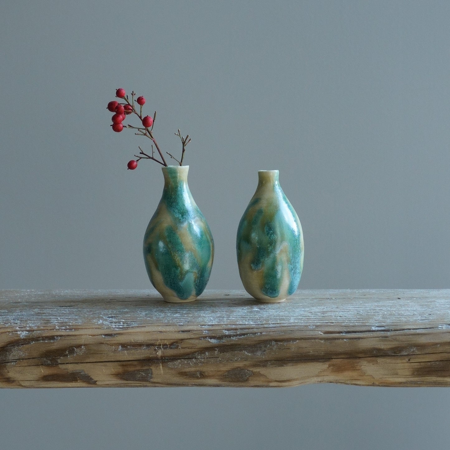 258_ Forest Green Flower Vase